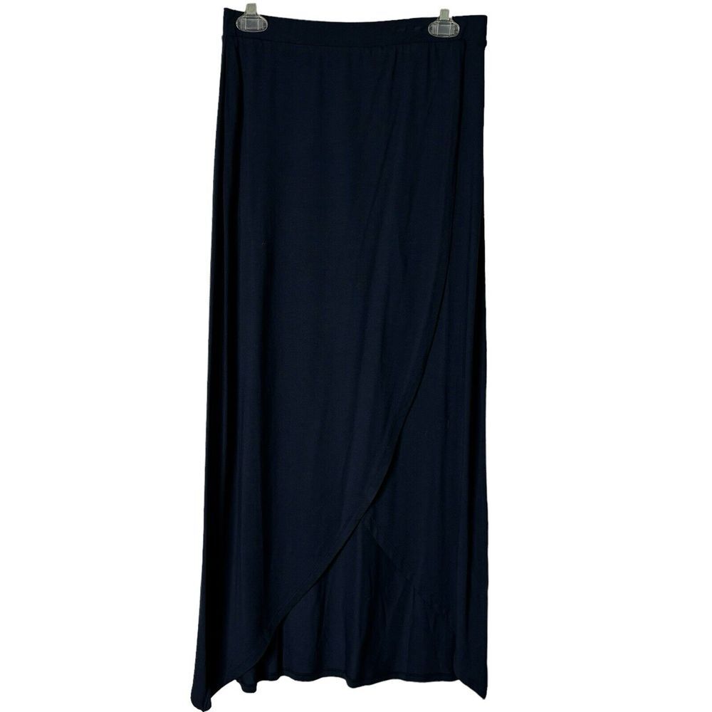 Pure Collection Maxi Skirt‎ Womens 12 Jersey Wrap Skirt Navy NEW Business Career
